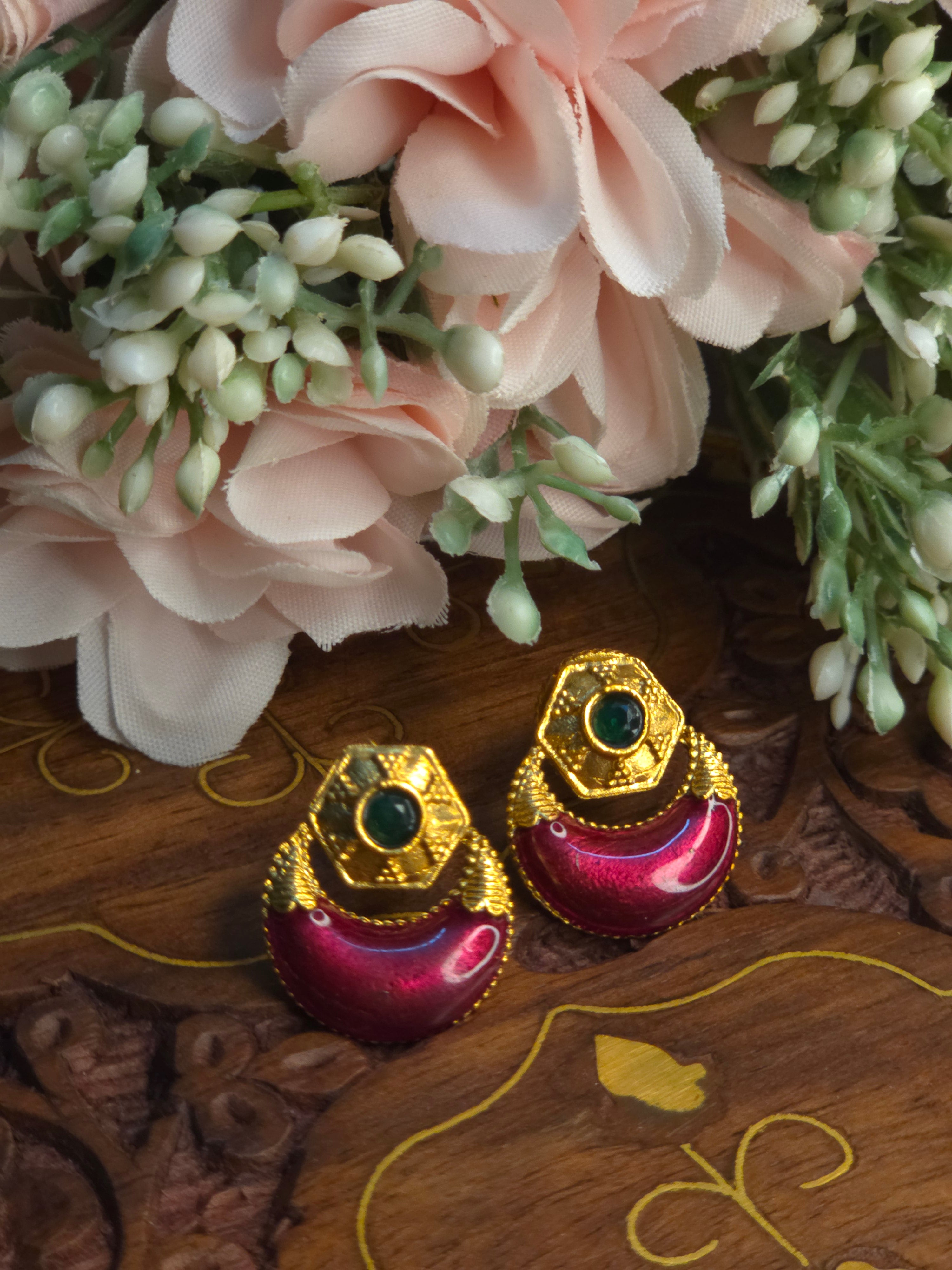 Halfmoon Enamel Palakka Necklace Set