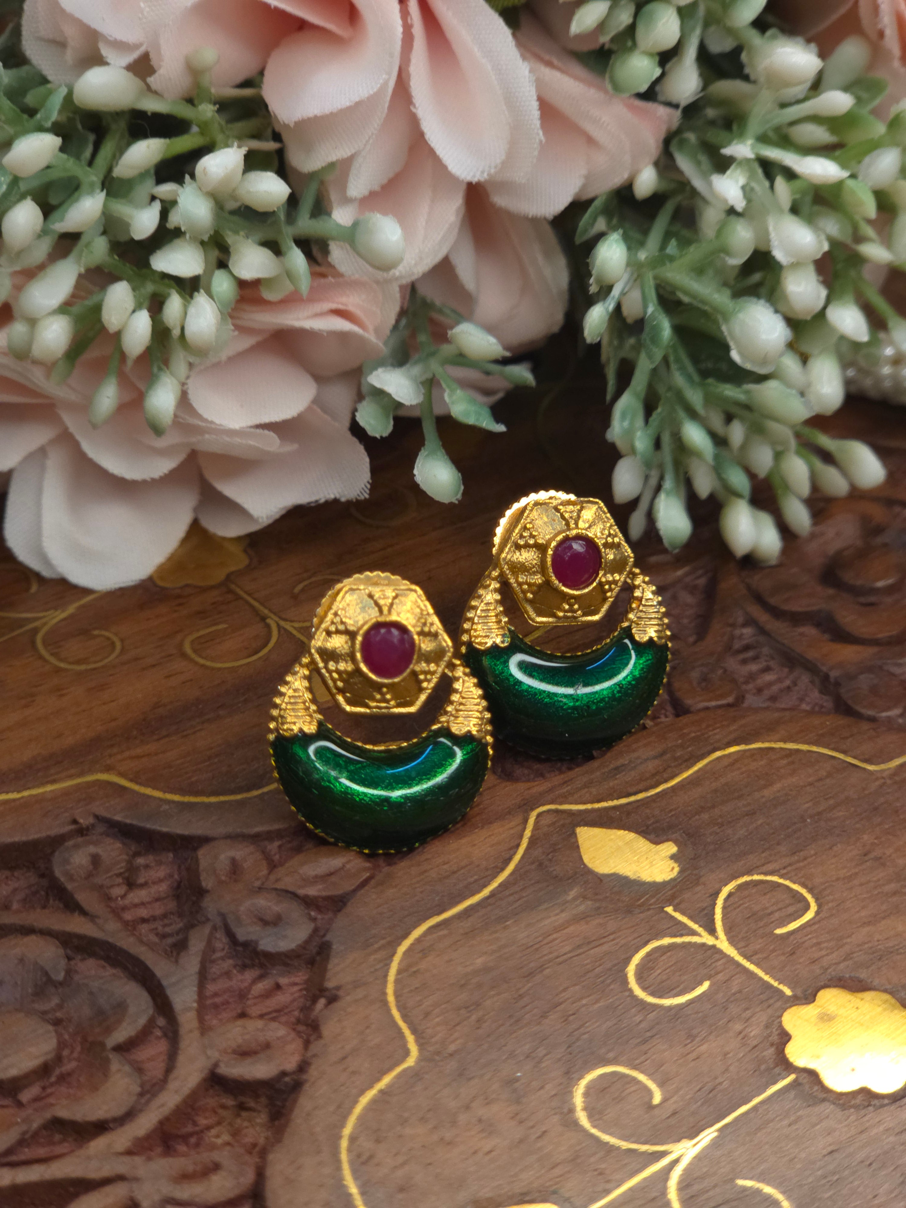 Halfmoon Enamel Palakka Necklace Set