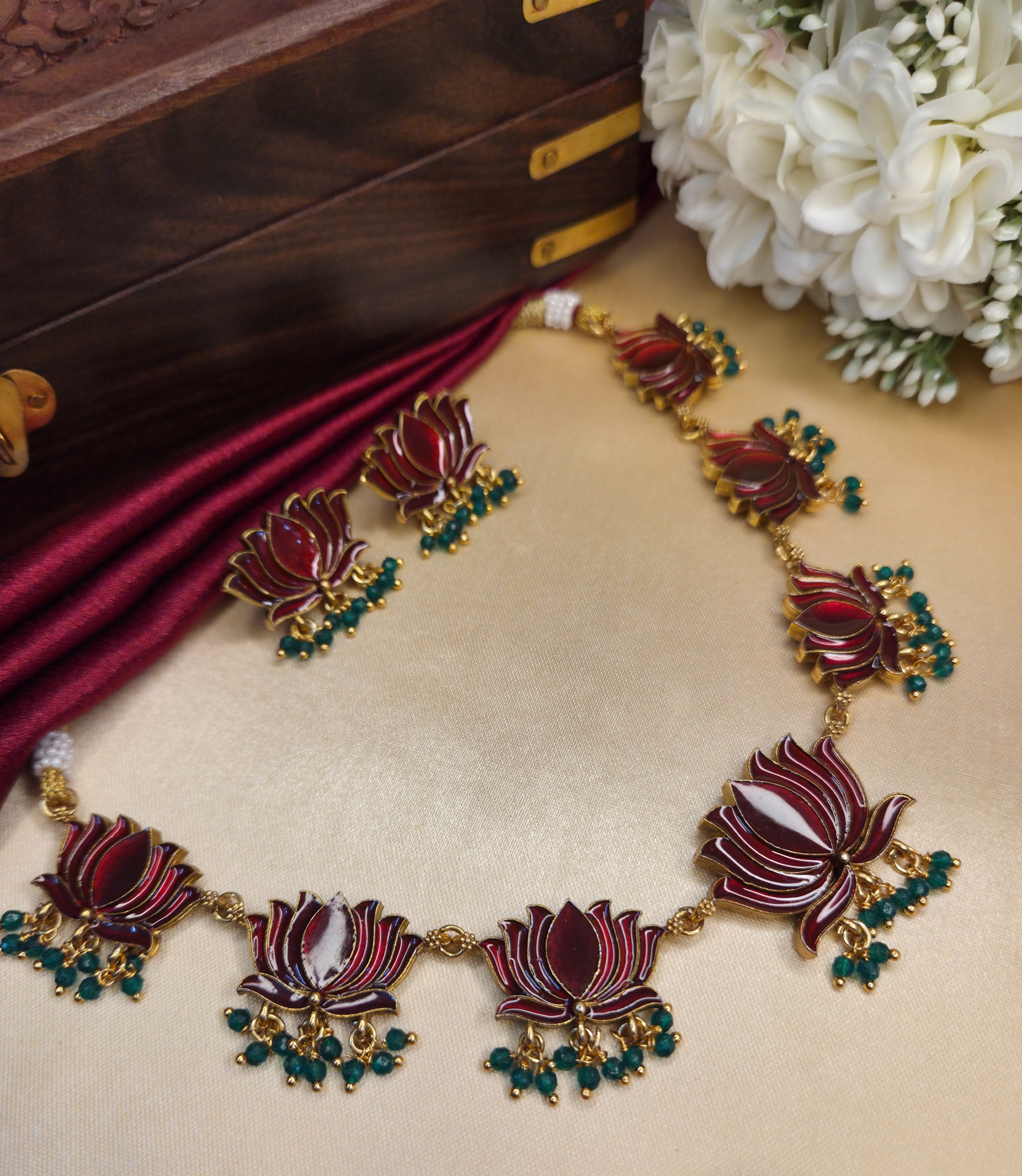 Lotus Enamel Necklace Set