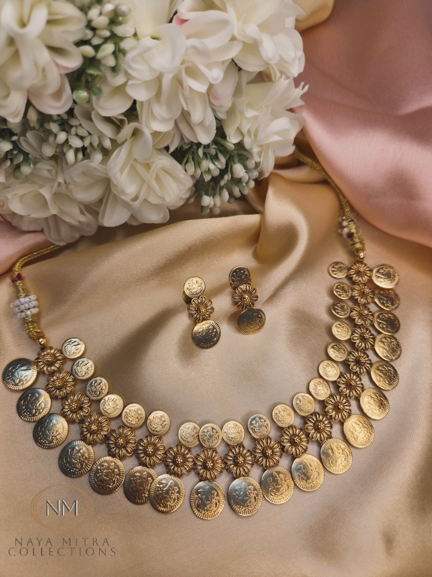 Traditional Double Layer Lakshmi Coin Necklace Set