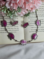 Silver-Toned Lotus Necklace Set