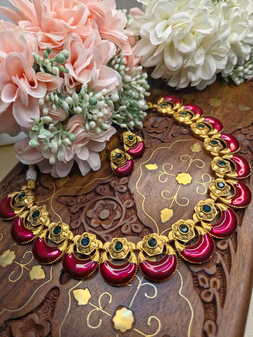 Halfmoon Enamel Palakka Necklace Set