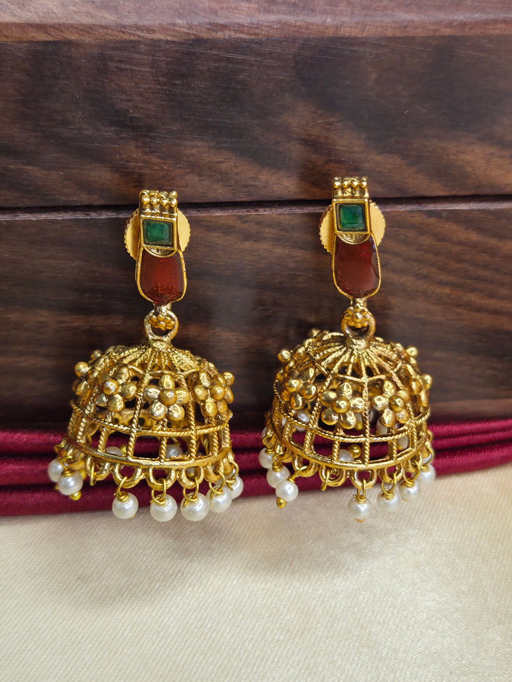 Traditional Enamel Palakka Long Haaram Set