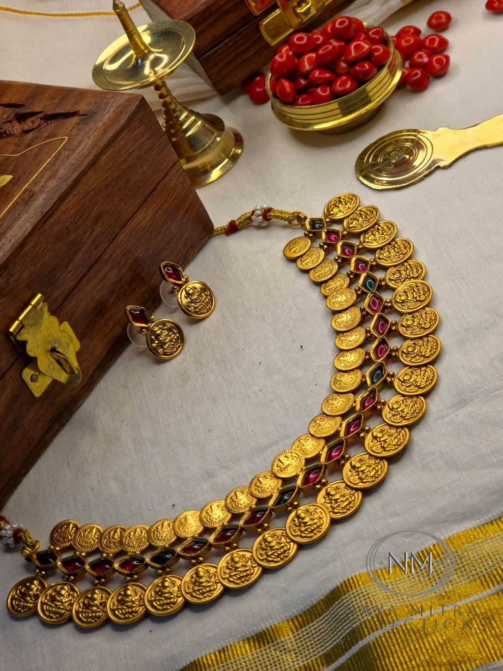 Traditional Lakshmi Coin Necklace Set