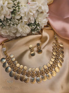 Traditional Double Layer Lakshmi Coin Necklace Set